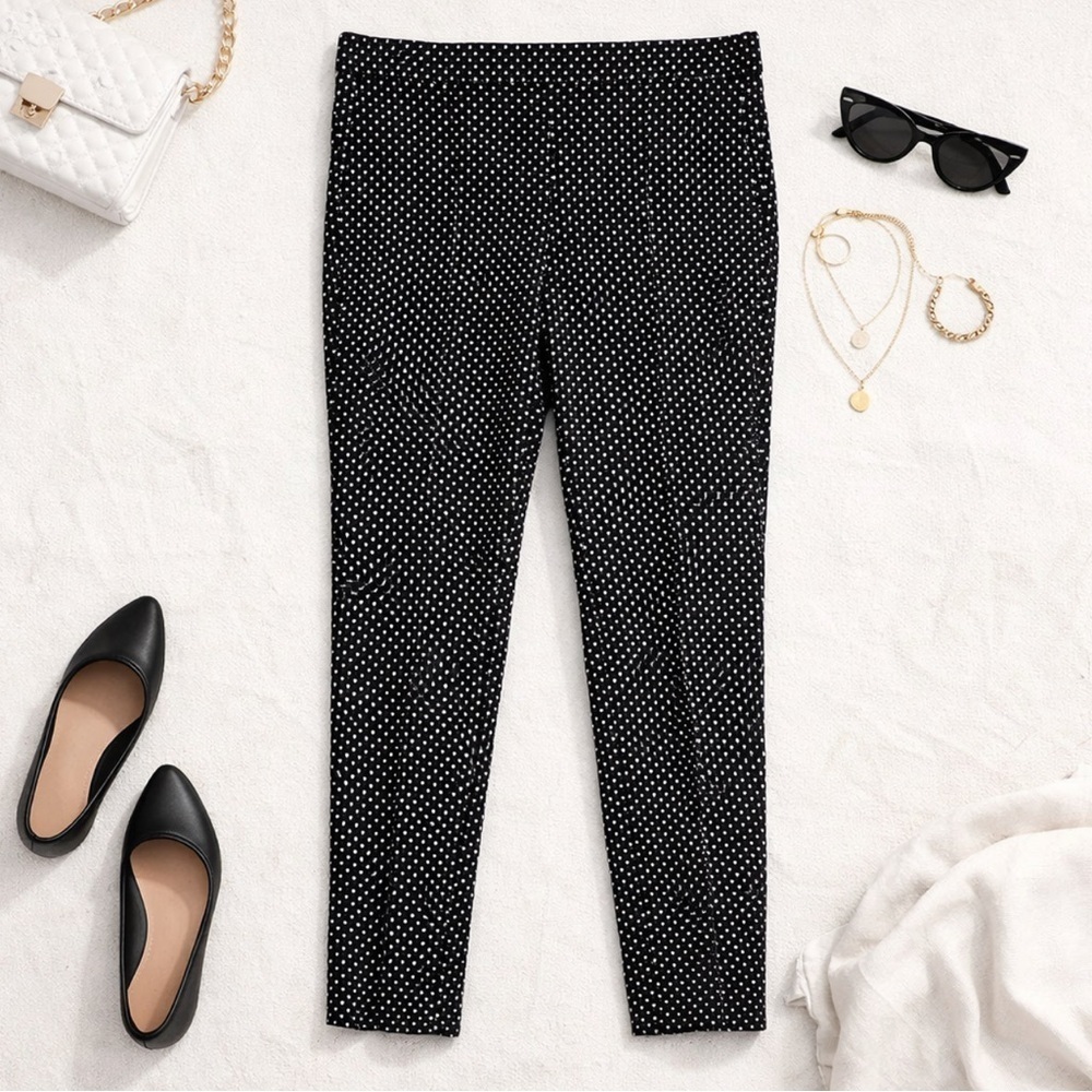 Adrienne Vittadini Black White Diamond Pattern Pedal Pushers Pant Cute! Sz 10